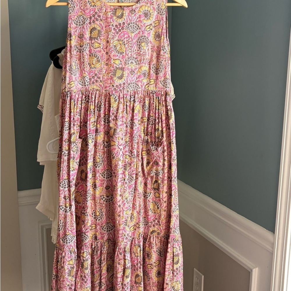 Signature by Sangria Pink and Green Smocked Maxi Sundress - Picture 2 of 7